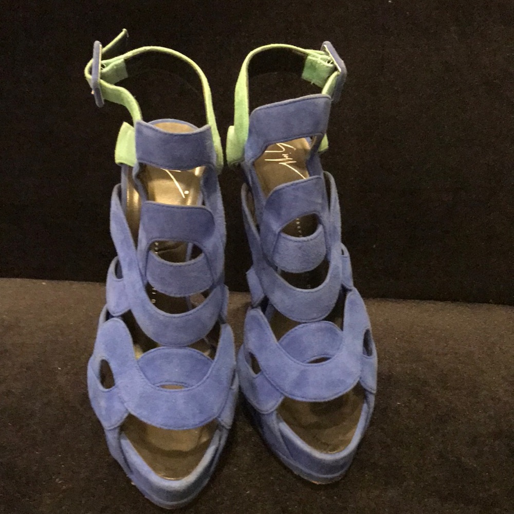 Giuseppe Zanotti blue suede heel booties